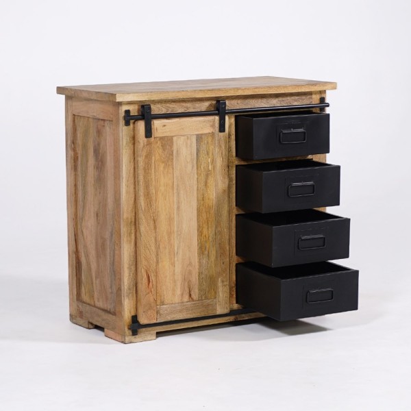 Kleines industrielles Buffet aus Holz und Metall 90cm - Paris