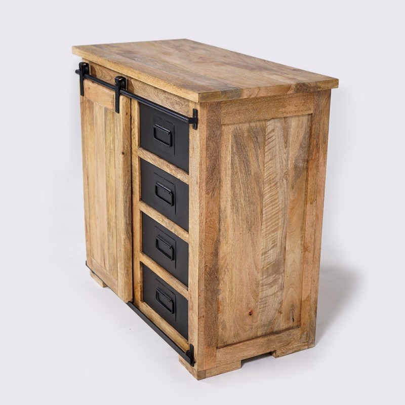 Kleines industrielles Buffet aus Holz und Metall 90cm - Paris