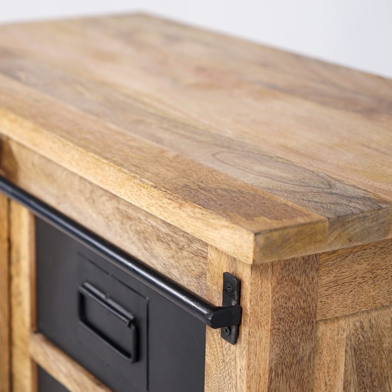 Kleines industrielles Buffet aus Holz und Metall 90cm - Paris