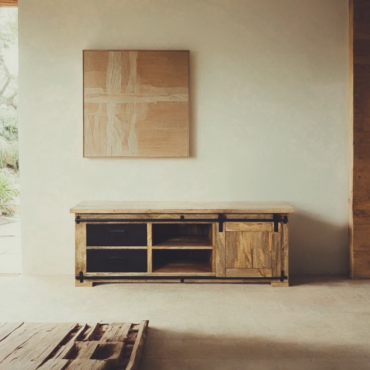 Industrielle TV-Möbel aus Holz und Metall 140 cm - Paris