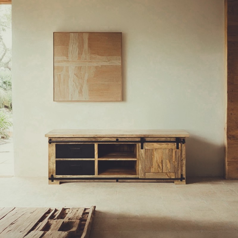 Industrielle TV-Möbel aus Holz und Metall 140 cm - Paris