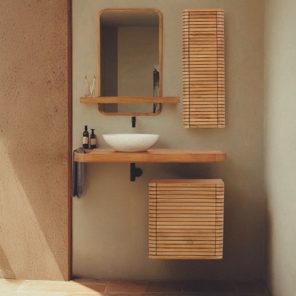 Hängende Badezimmermöbel aus Teakholz - Lattis