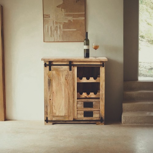 Buffet Weinkeller Massivholz und Metall - Paris