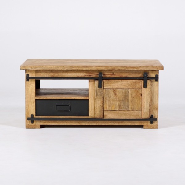 Industrieller Couchtisch aus Holz und Metall 100cm - Paris