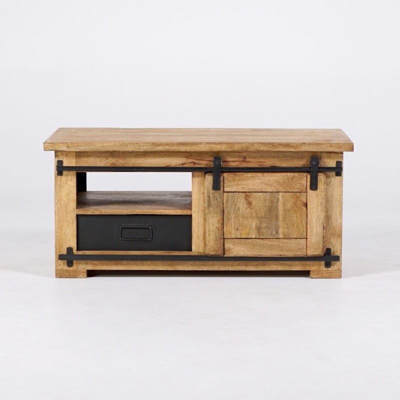 Industrieller Couchtisch aus Holz und Metall 100cm - Paris