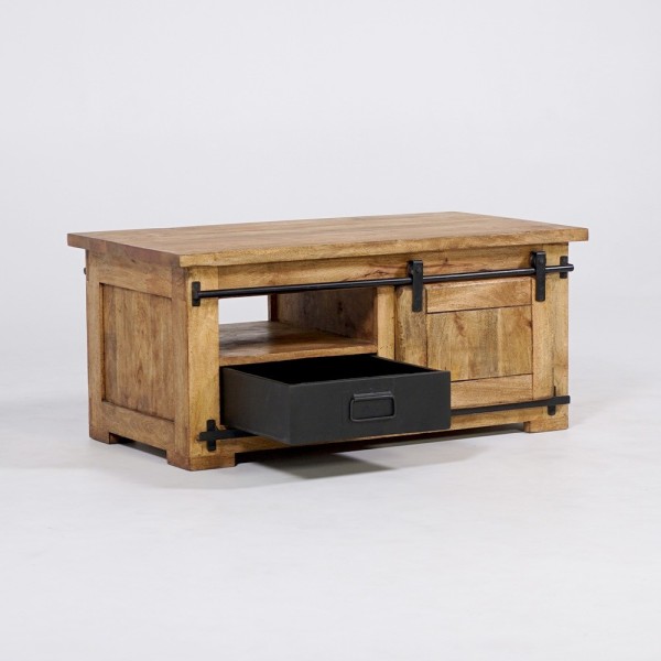 Industrieller Couchtisch aus Holz und Metall 100cm - Paris