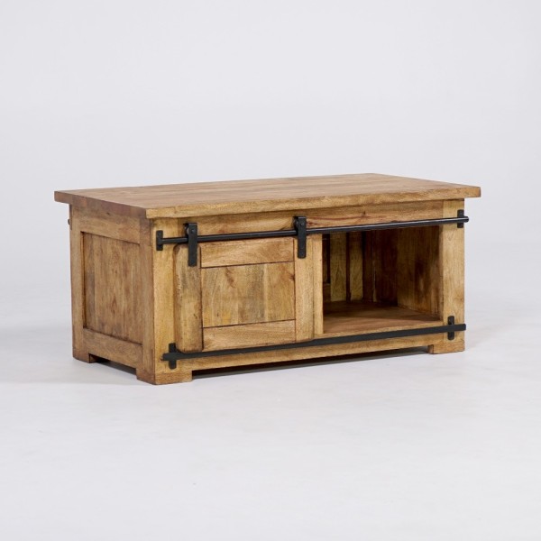 Industrieller Couchtisch aus Holz und Metall 100cm - Paris