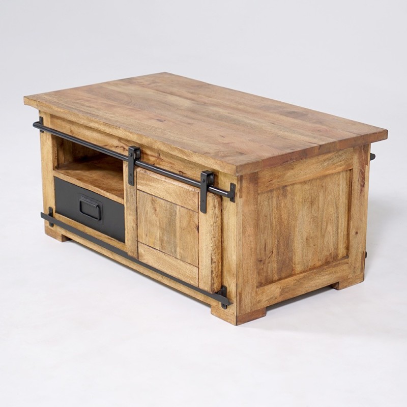 Industrieller Couchtisch aus Holz und Metall 100cm - Paris