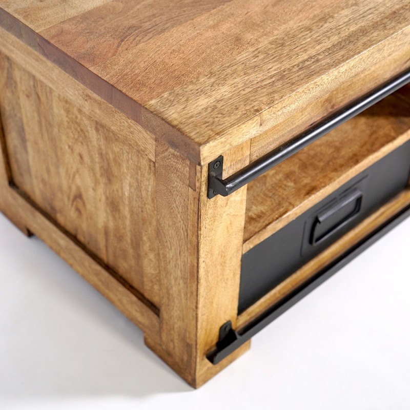 Industrieller Couchtisch aus Holz und Metall 100cm - Paris