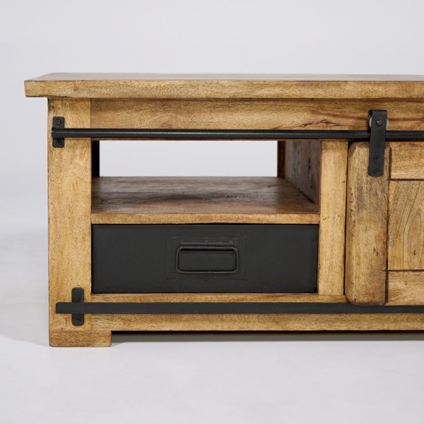 Industrieller Couchtisch aus Holz und Metall 100cm - Paris