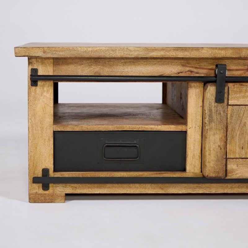 Industrieller Couchtisch aus Holz und Metall 100cm - Paris