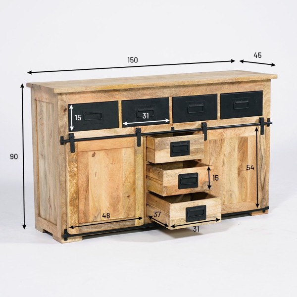 Industrielles Sideboard aus Holz und Metall 150cm - Paris