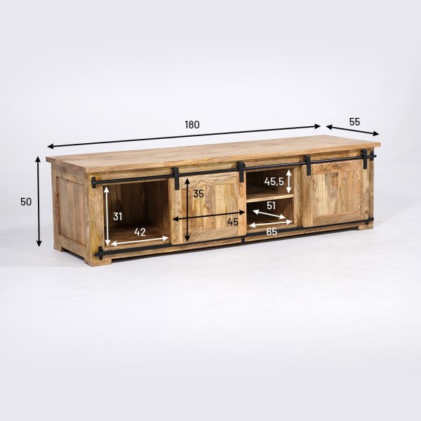 Industrielle TV-Möbel aus Holz und Metall 180 cm - Paris