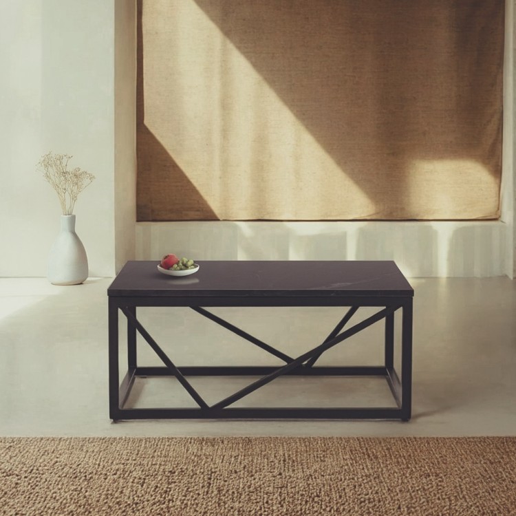 Quadratischer Couchtisch aus schwarzem Marmor - Verona