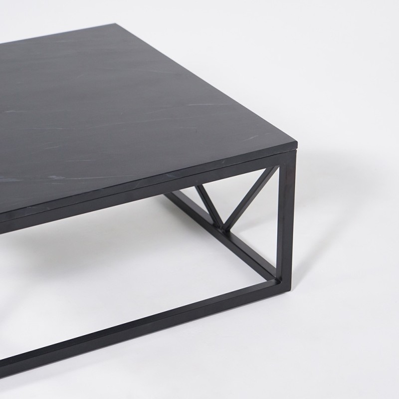 Quadratischer Couchtisch aus schwarzem Marmor - Verona