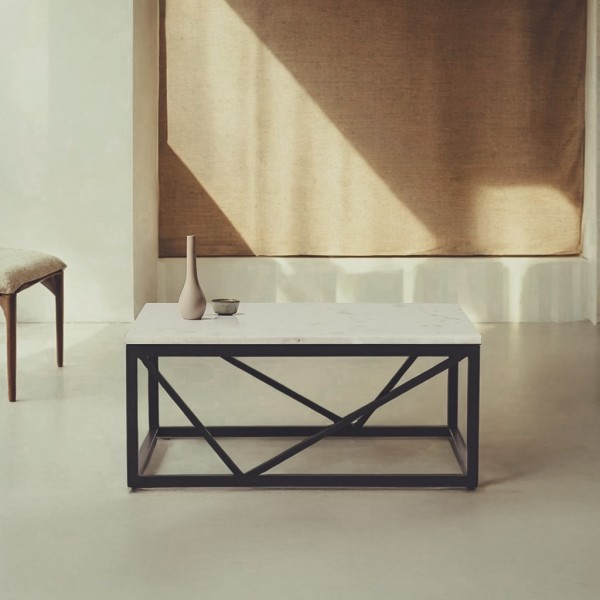 Quadratischer Couchtisch aus weißem Marmor - Verona