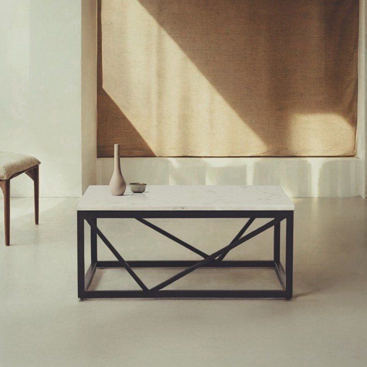 Quadratischer Couchtisch aus weißem Marmor - Verona