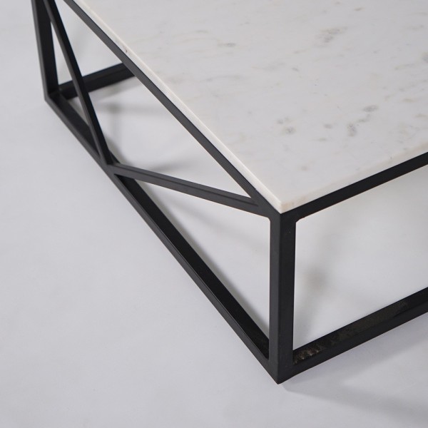 Quadratischer Couchtisch aus weißem Marmor - Verona