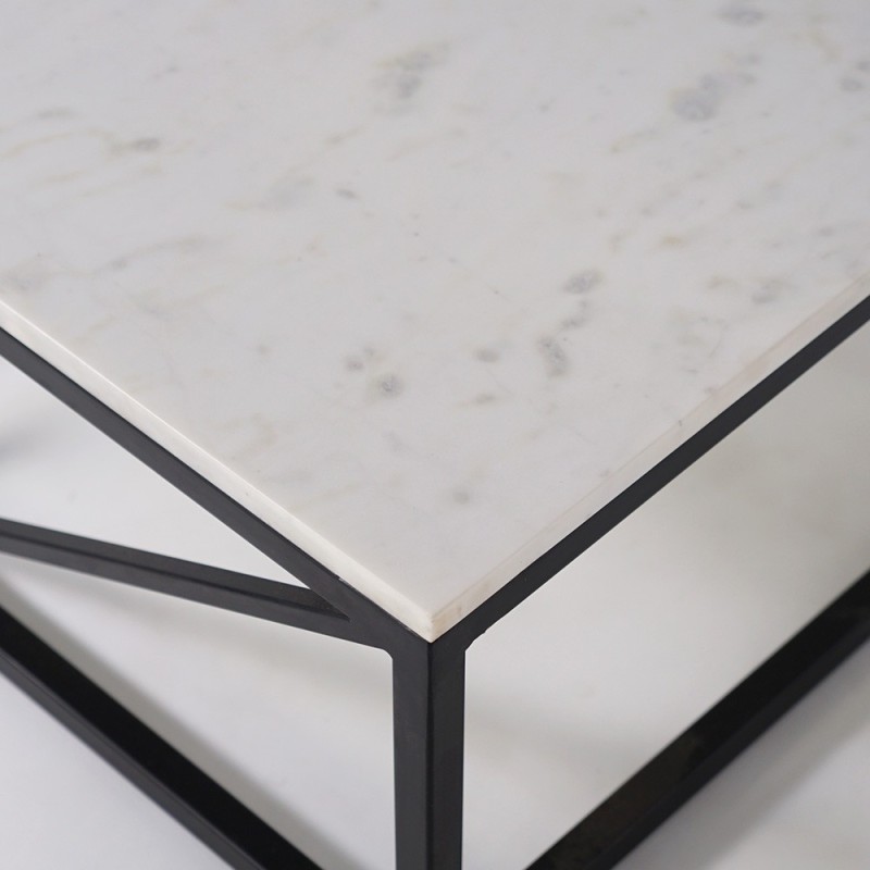 Quadratischer Couchtisch aus weißem Marmor - Verona