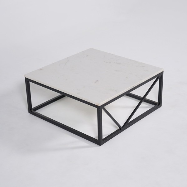 Quadratischer Couchtisch aus weißem Marmor - Verona