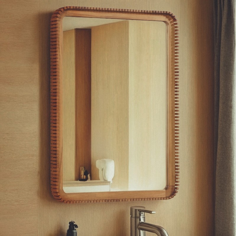 Rechteckiger Spiegel aus Teakholz 80 x 60 cm - Beria
