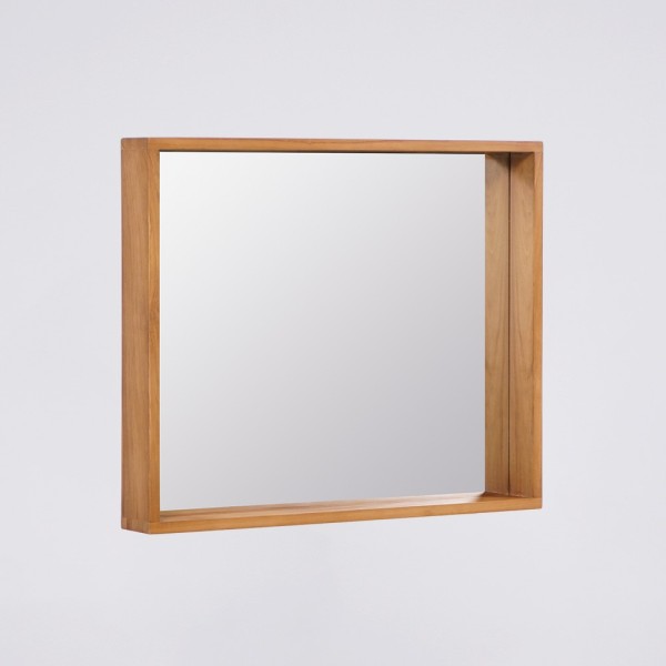 Badezimmerspiegel aus Teakholz 80 x 66 cm - Arya