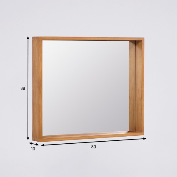 Badezimmerspiegel aus Teakholz 80 x 66 cm - Arya