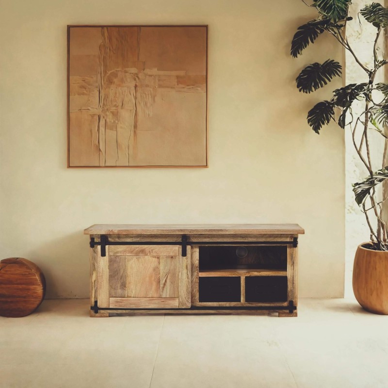 Industrielle TV-Möbel aus Holz und Metall 120 cm - Paris