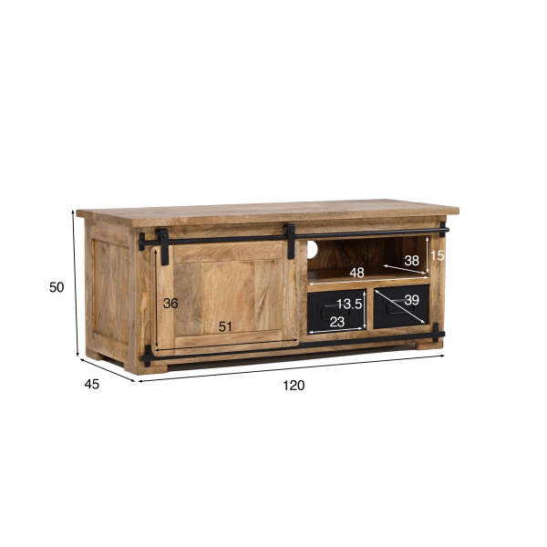 Industrielle TV-Möbel aus Holz und Metall 120 cm - Paris