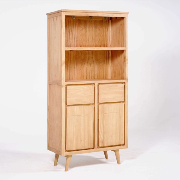 Hohes Sideboard aus Massivholz mit 2 Türen 90 cm – Pragati