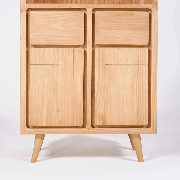 Hohes Sideboard aus Massivholz mit 2 Türen 90 cm – Pragati