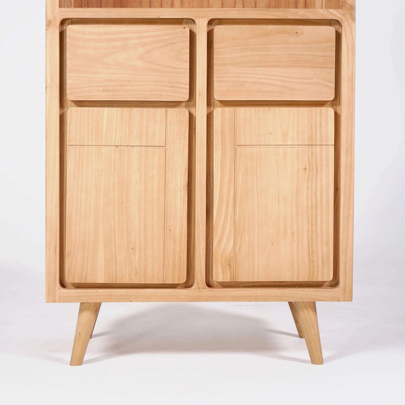 Hohes Sideboard aus Massivholz mit 2 Türen 90 cm – Pragati