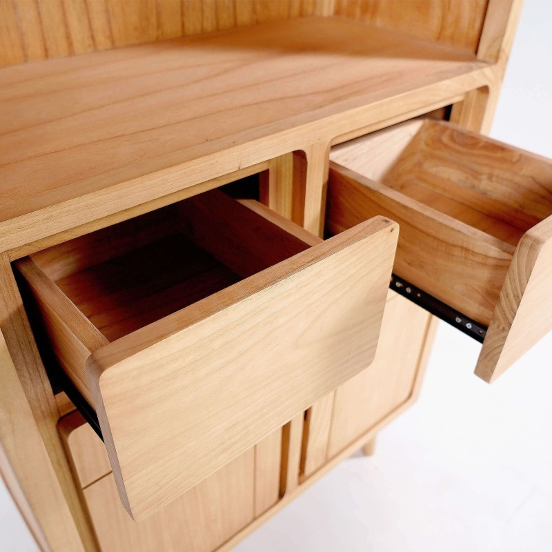 Hohes Sideboard aus Massivholz mit 2 Türen 90 cm – Pragati