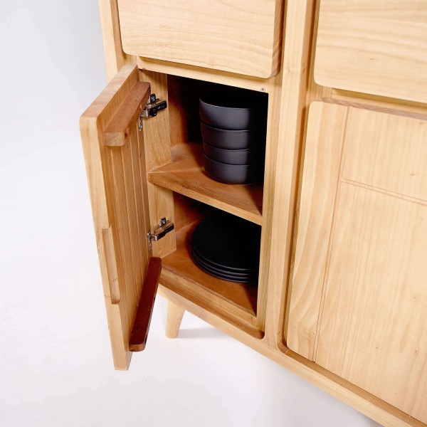 Hohes Sideboard aus Massivholz mit 2 Türen 90 cm – Pragati