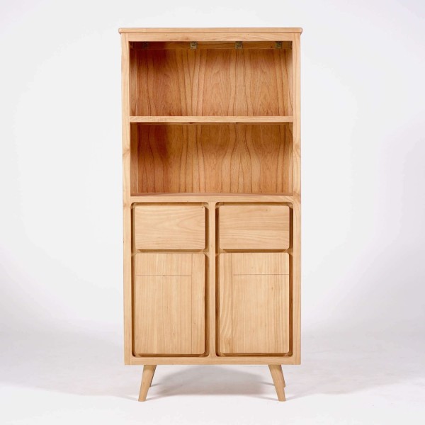 Hohes Sideboard aus Massivholz mit 2 Türen 90 cm – Pragati