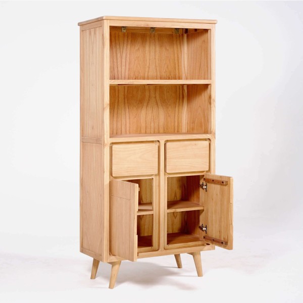 Hohes Sideboard aus Massivholz mit 2 Türen 90 cm – Pragati