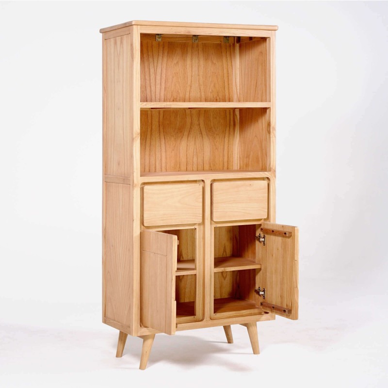Hohes Sideboard aus Massivholz mit 2 Türen 90 cm – Pragati