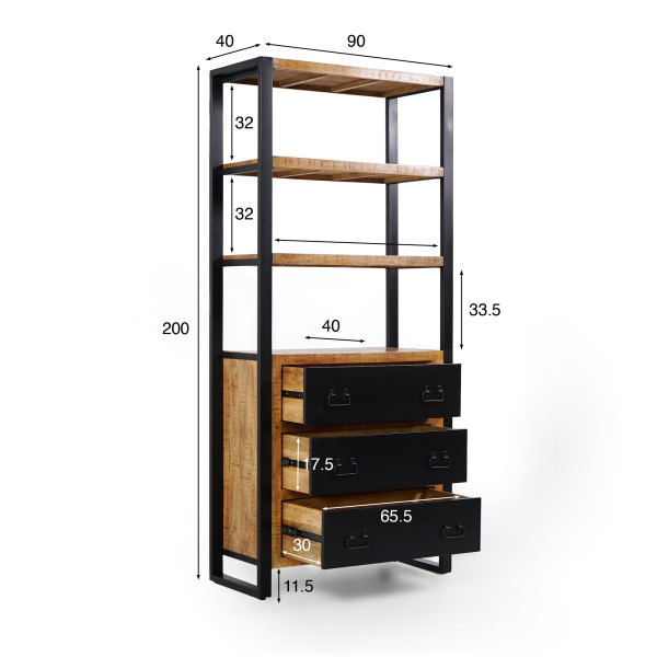 Regal aus Holz und Metall 90 cm – Kansas