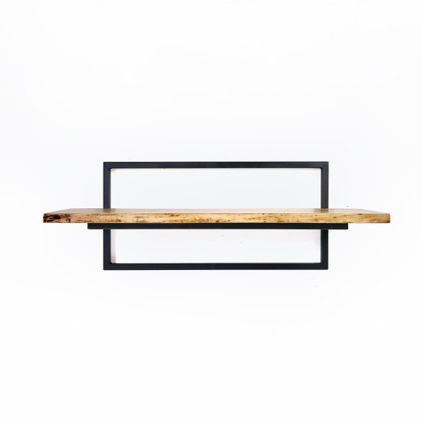 Wandregal 90 cm mit Massivholzplatte und natürlicher Kante