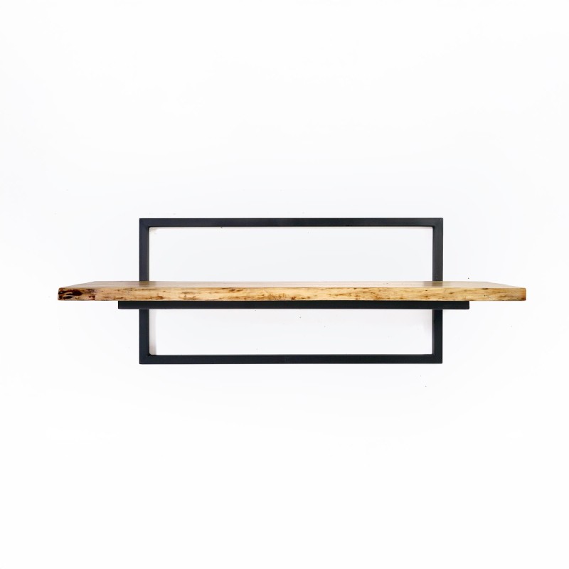 Wandregal 90 cm mit Massivholzplatte und natürlicher Kante