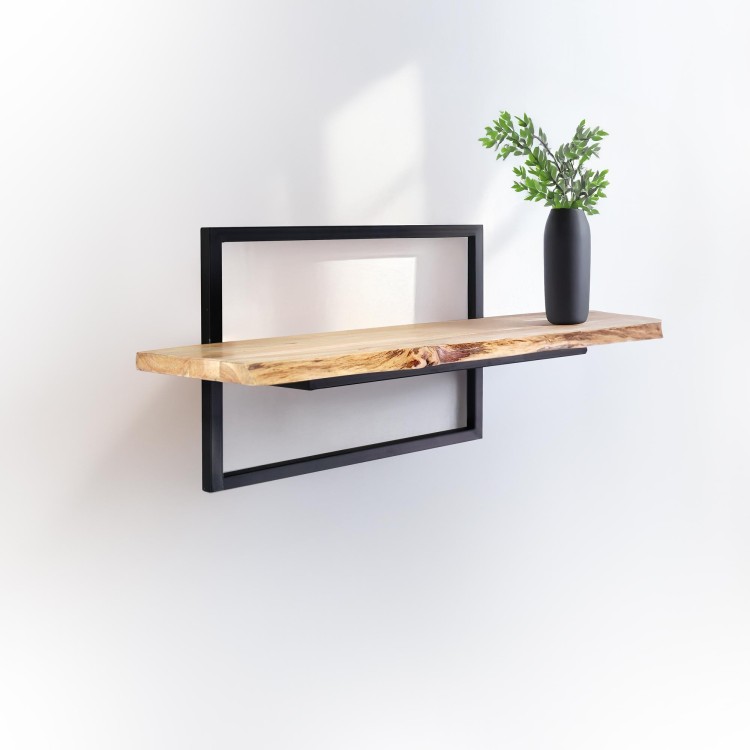 Wandregal 70 cm mit massiver Holzablage und natürlicher Baumkante