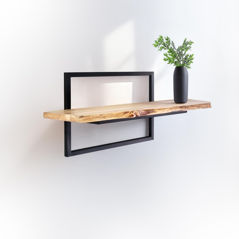 Wandregal 70 cm mit massiver Holzablage und natürlicher Baumkante