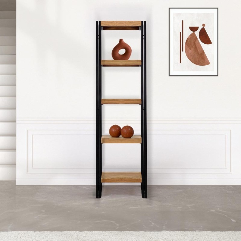 Industrielle Säulenvitrine aus Massivholz und Metall 50 x 180 – Liverpool