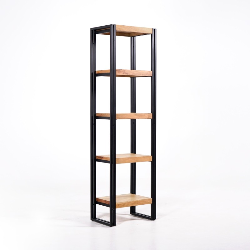 Industrielle Säulenvitrine aus Massivholz und Metall 50 x 180 – Liverpool