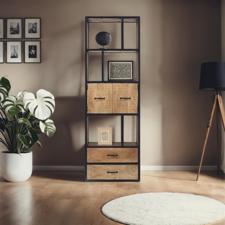 Industrielles Regal aus Massivholz 60 x 185 cm – Walter