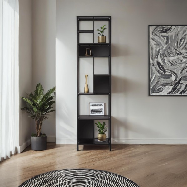 Regal aus schwarzem Metall 40 x 180 cm – New York