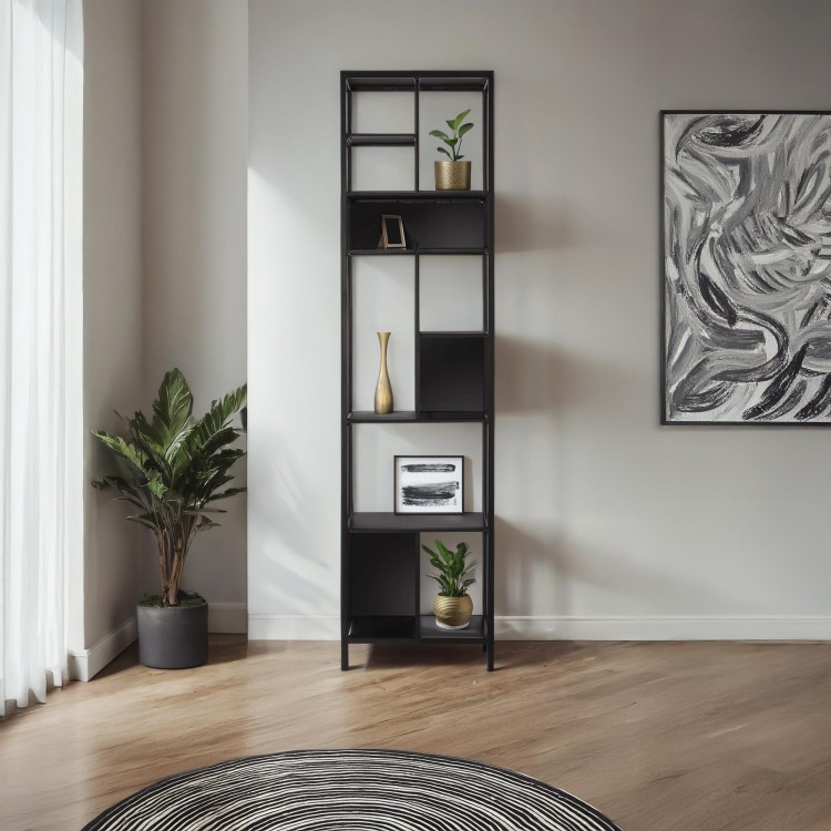 Regal aus schwarzem Metall 40 x 180 cm – New York