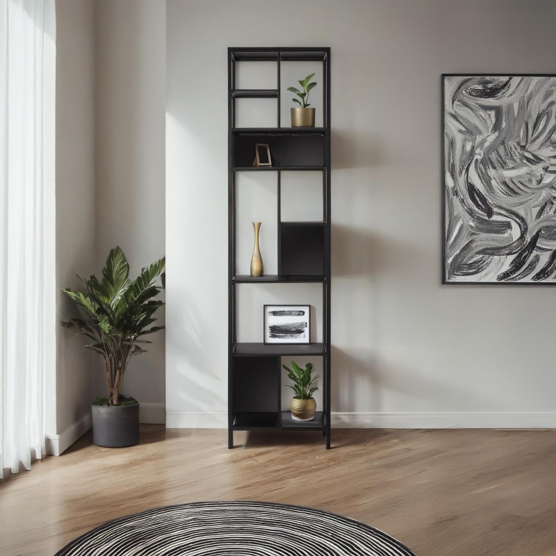 Regal aus schwarzem Metall 40 x 180 cm – New York
