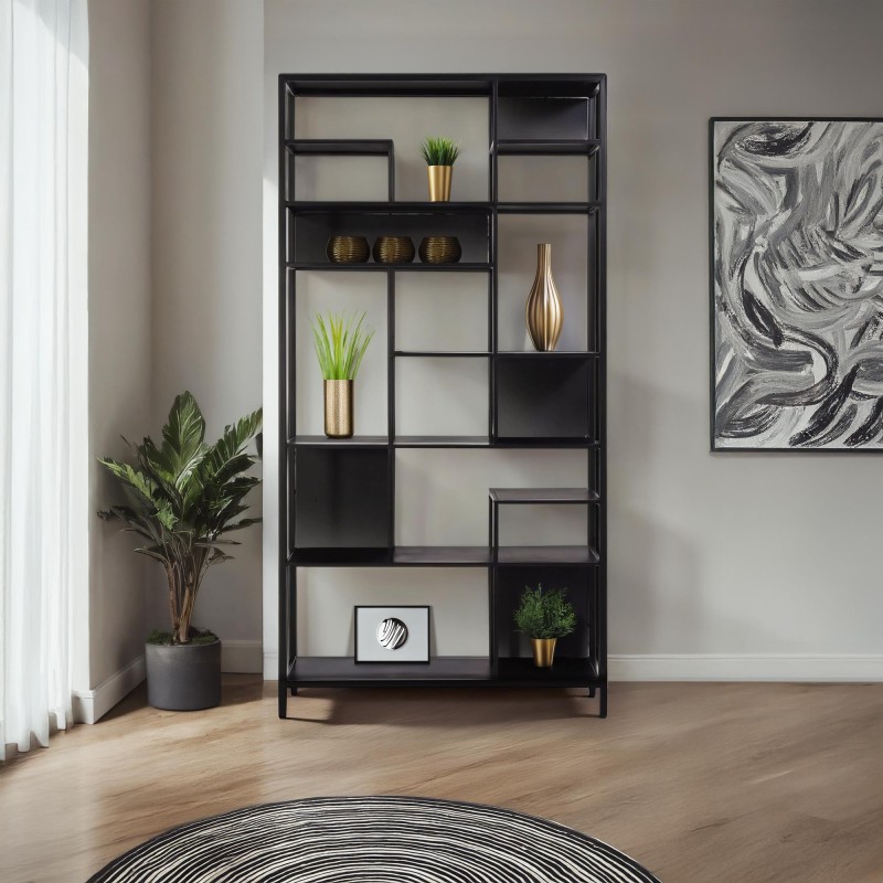 Regal aus schwarzem Metall 90 x 180 cm – New York
