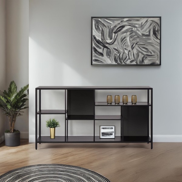 Regal aus schwarzem Metall 140 x 75 cm – New York